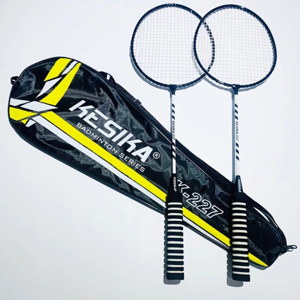 Badmintonracket Dobbelracket Slitesterk 2 racketer black A