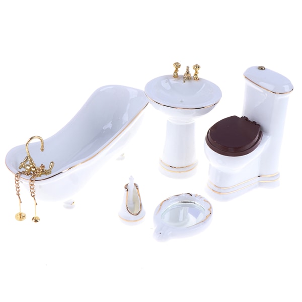5 kpl 1:12 set miniatyyri posliinikylpyhuonesetti