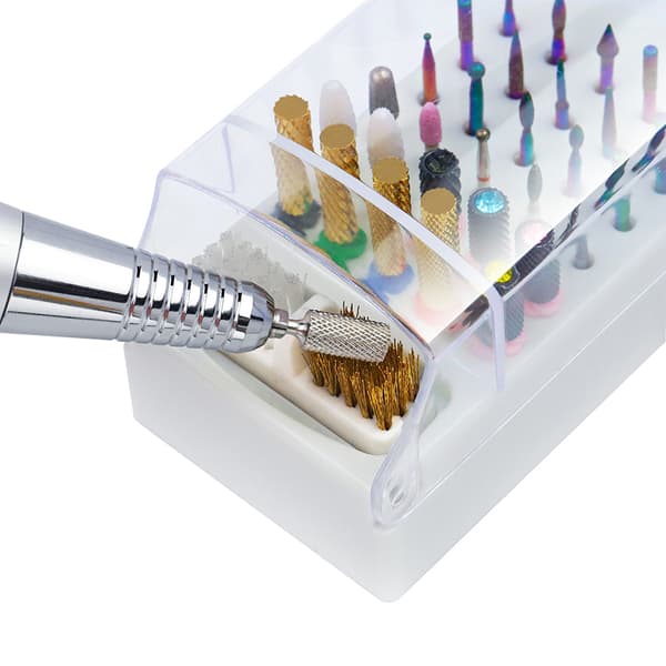 30-hulls Nail Art Slipehode Oppbevaringsboks Drill Oppbevaringsboks White