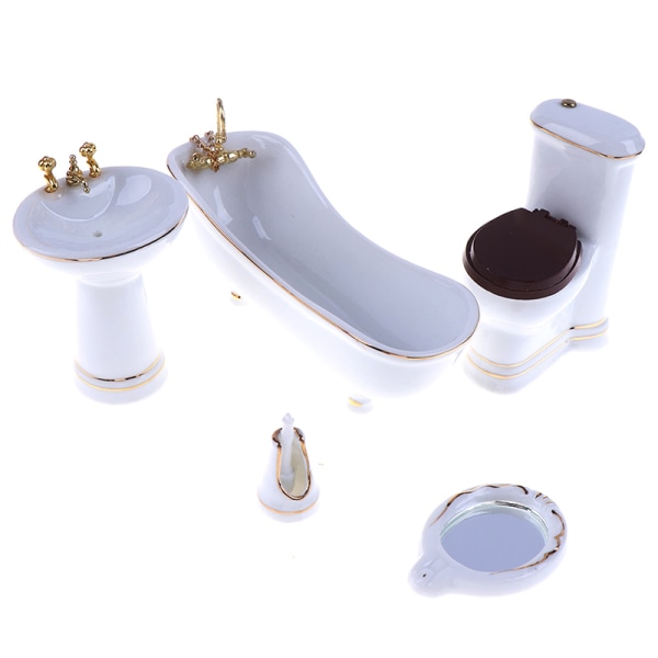 5 kpl 1:12 set miniatyyri posliinikylpyhuonesetti