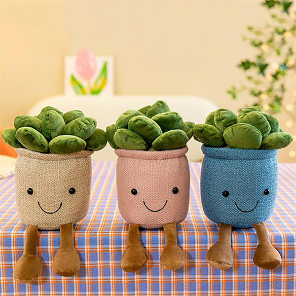 Simulerad plyschleksak Succulent Plyschplysch i kruk Blue