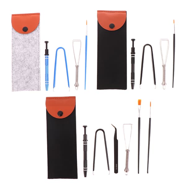 1Set Tangentbordsrengöringsverktyg Keycap Puller Stem Lube Borste Black-4PCS