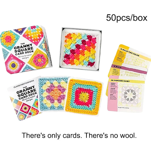 50 stk./æske Mix Match Design Granny Square Kortdæk Strikning 50pcs/box