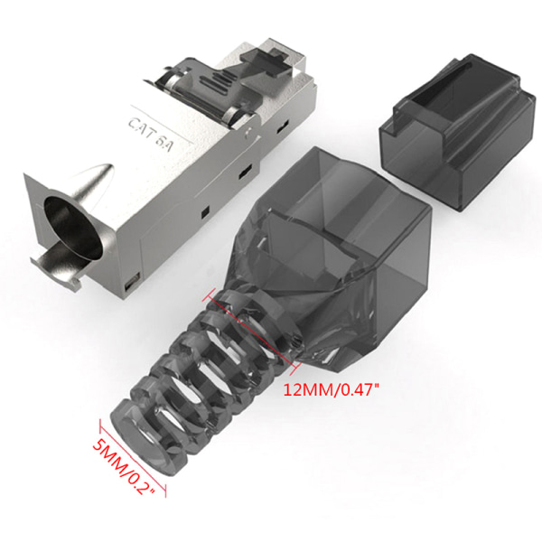 Cat6A/7/8 skærmet krystalhoved Ftp Rj45-stik metalmodul Silver Cat8