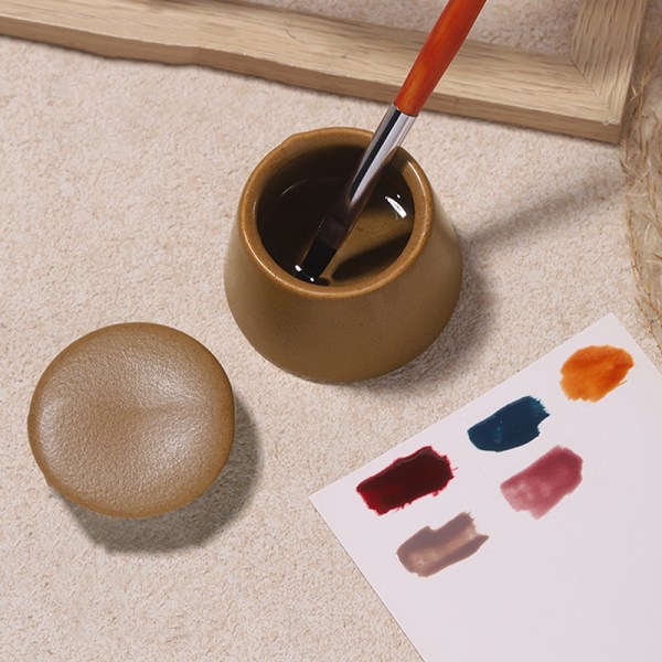 Nail Art Keramik med låg Krystal Cup Neglevask Pen Cup Brown