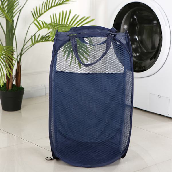 Mesh Pop Up Likainen pyykkikori Estää kokoontaitettava pyykkikori Navy Round
