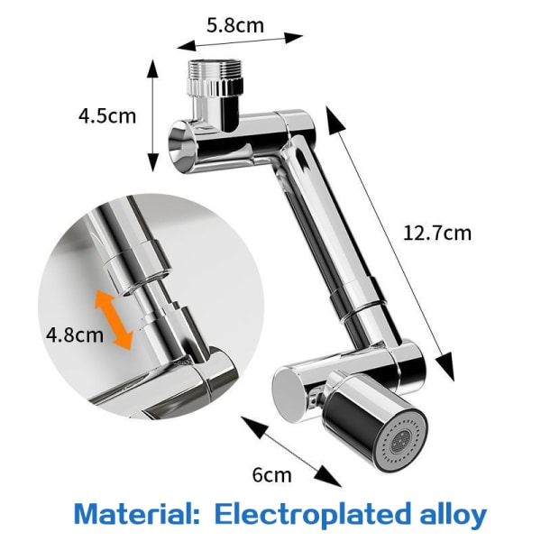 Legering rotationskran luftare svängbar kranförlängning Silver Electroplated alloy