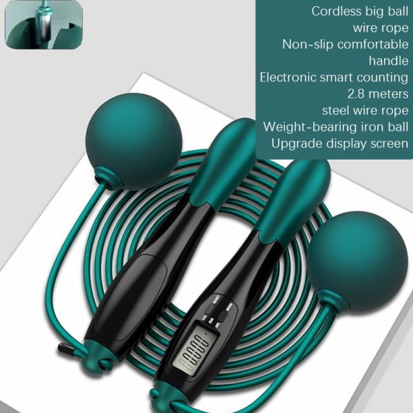 ligent Cordless Jump Rope Negative Weight Ball Counting Jump black-grey C