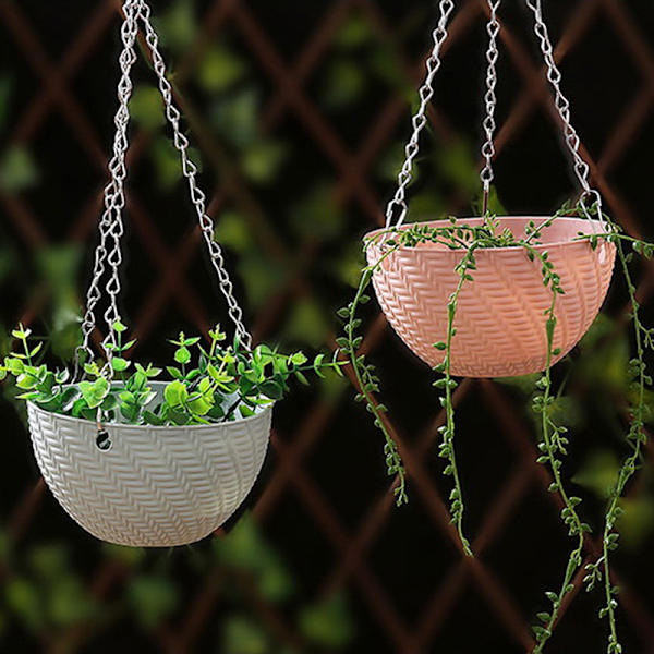 Balkon Kæde Ophæng ers Urtepottekurv Imiteret Rattan Vi Blue