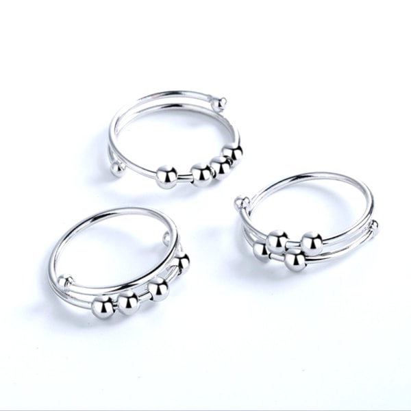 Single Coil Spiral Ring Pärlor Anti Stress Ring leksak för tjej Silver