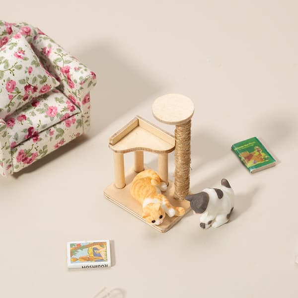1: 12 Dollhouse Mini kattleksaksinredning kattklätterställ