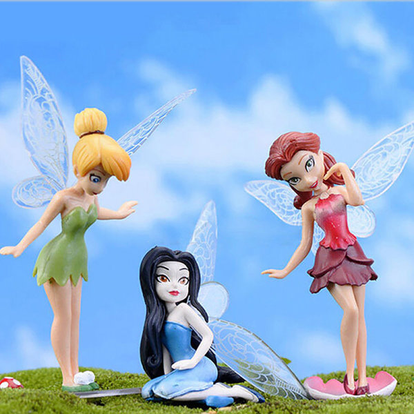 6 ST Flower Fairy Pixie Fly Wing Miniatures Girl Figurines 6 pcs