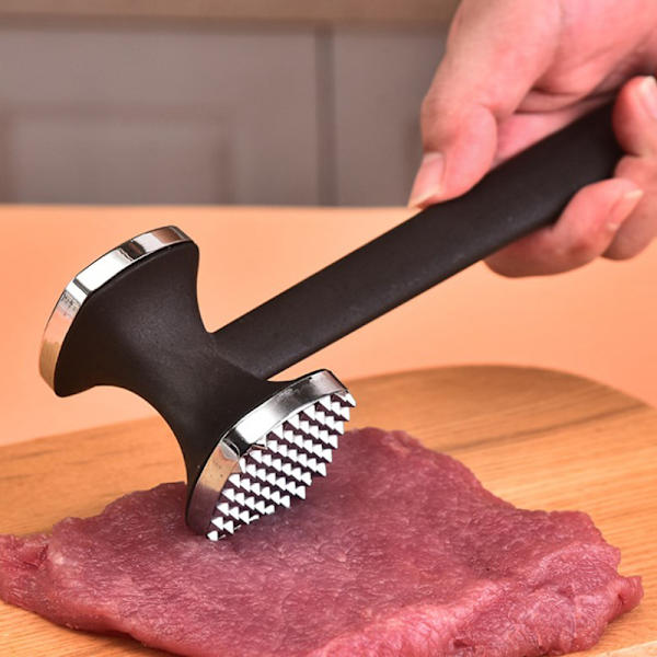 Steak Hammer Dobbeltsidet Kød Mørning Kød Pounder Hammer Silver