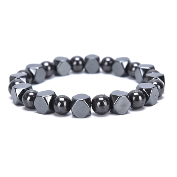 Magnetisk hematitt svarte perler Stretch Health Care Armbånd menn Black