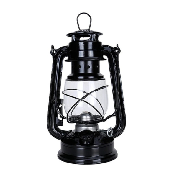 19cm Retro Outdoor Camping Parafin Lampe Bærbar lanterne Black