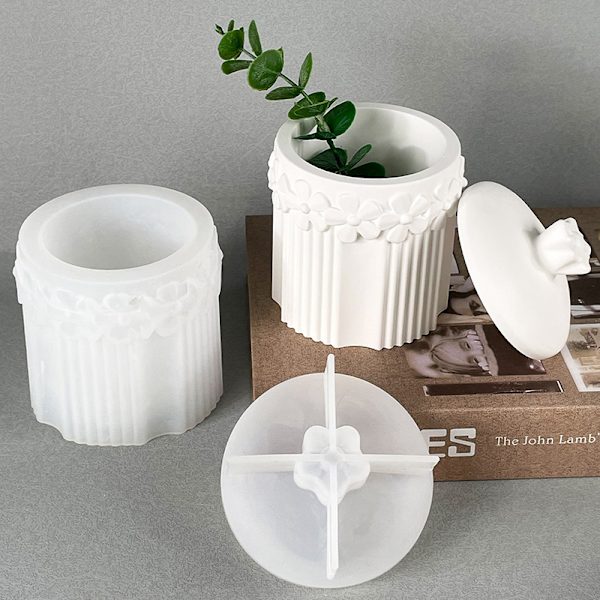 Stripe blomsterpotte silikoneform DIY blomsteropbevaringsboks Craft