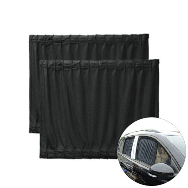 2 st bilsolskyddsgardiner med UV-skydd för sidorutor Black