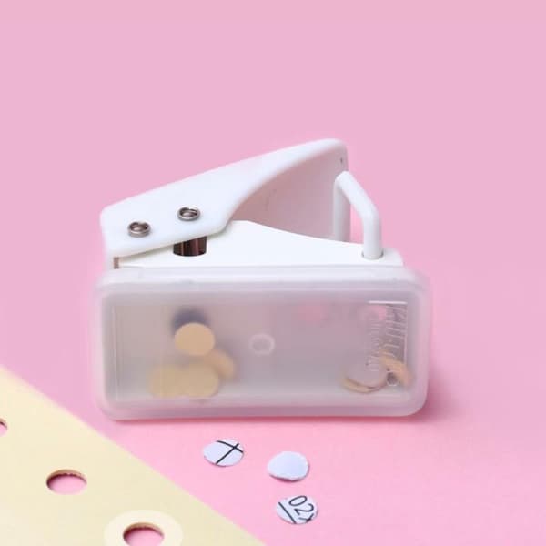 e Mini Single Hole Shape Punch til Planner Disc Ring DIY Pink