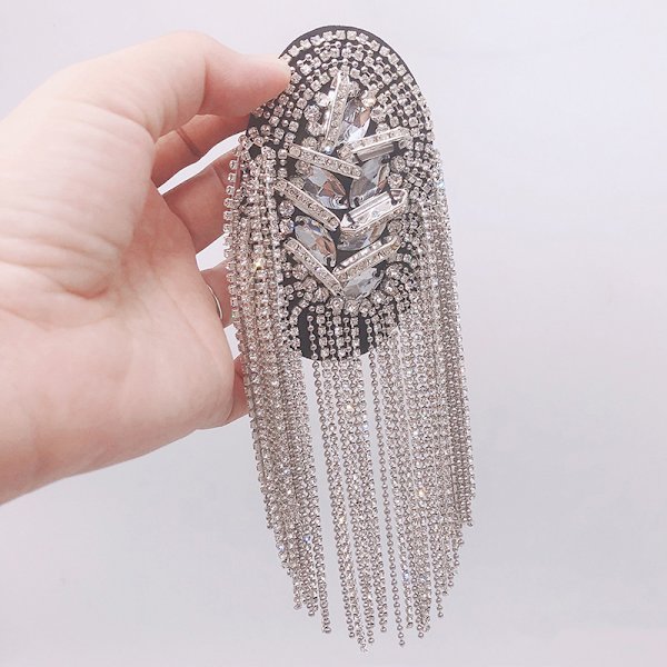 1 STK Fashion Håndlavede Skuldersmykker kvast Rhinestones approx.19cm