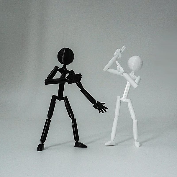 Multi-ed Multi Stickman Legetøj Bevægelig 3D Printet Mannequin Figur White