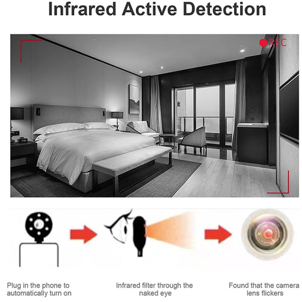 Anti Candid kameradetektor til udendørs rejsehoteludlejning White For IOS