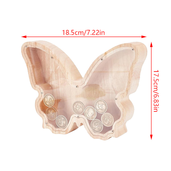 Fjärilsformad spargris i trä one size