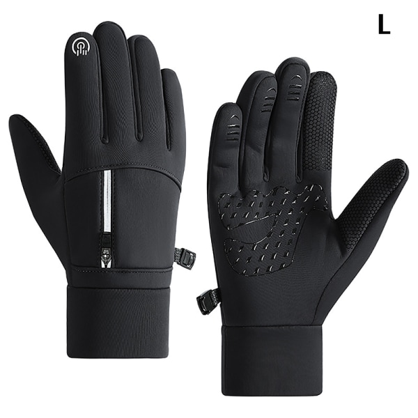 Touch Winter Thermal Warm Full Finger Handskar Black L