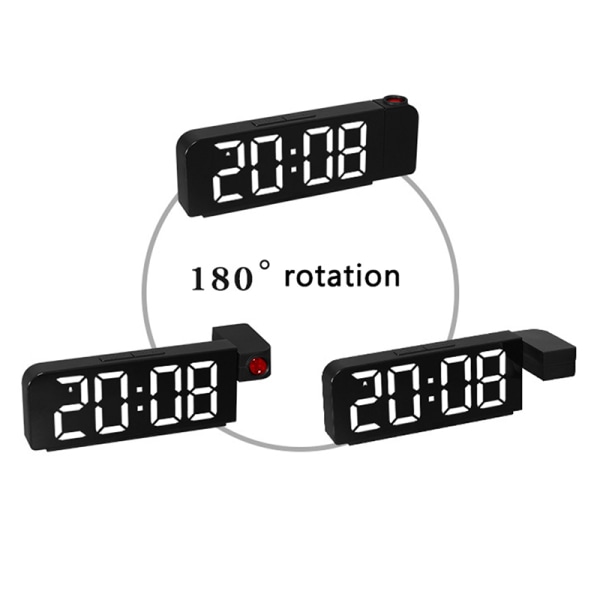 180° rotation projektion vækkeur LED digitalt ur D