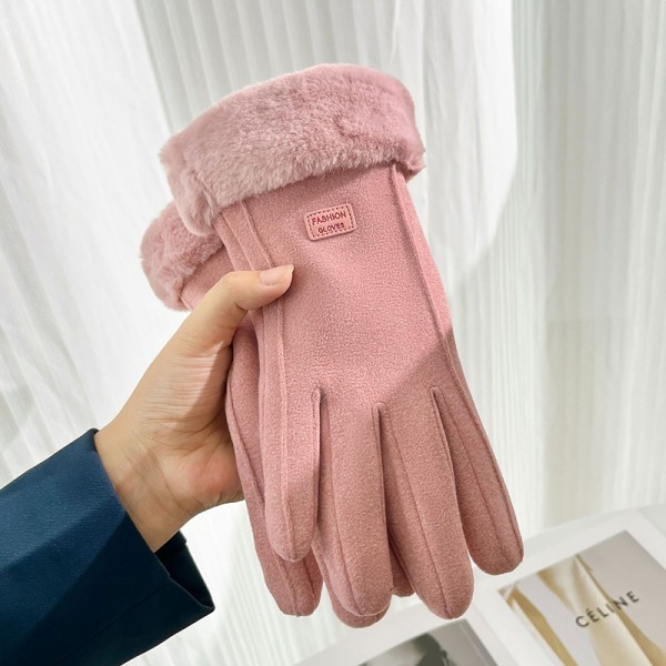 Plysj Vinter Damehansker Full Finger Votter Varme votter Pink