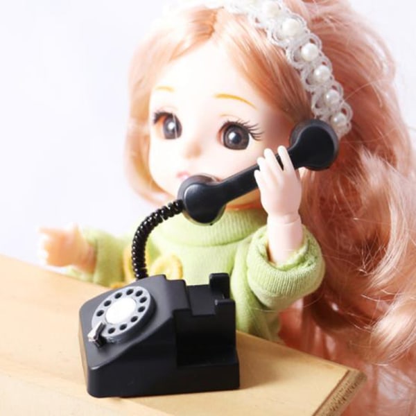 Dukkehus Møbler Kid Miniatyr plast Telefon Leker Black
