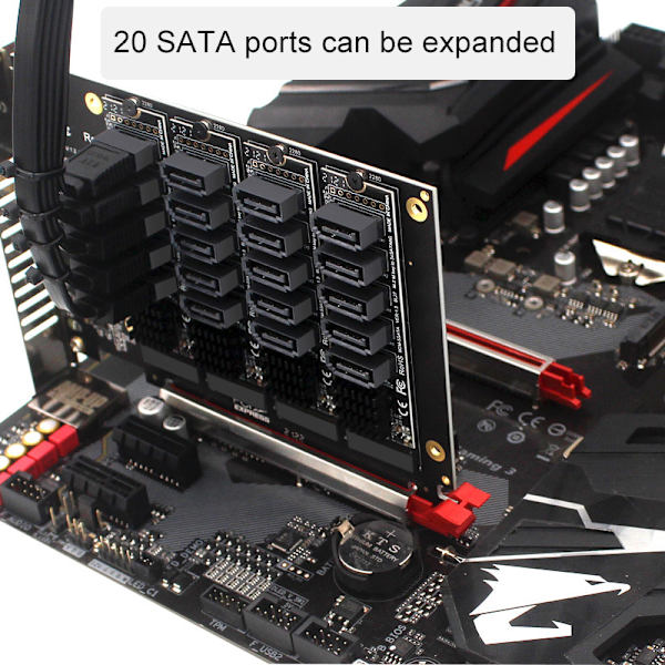 M.2 NVME PCI-E PCIE X4 X8 X16 - 6-porttinen 3.0 SATA-sovitin