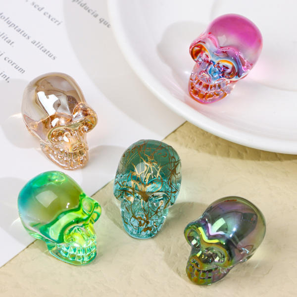 10 Stk Gemstone Carving Skull Skjelett dekor Brown