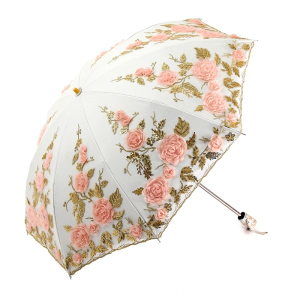 Aurinkovarjo Pitsisateenvarjo Anti-UV Sun/Rain 3 kokoontaittuva sateenvarjo Yellow