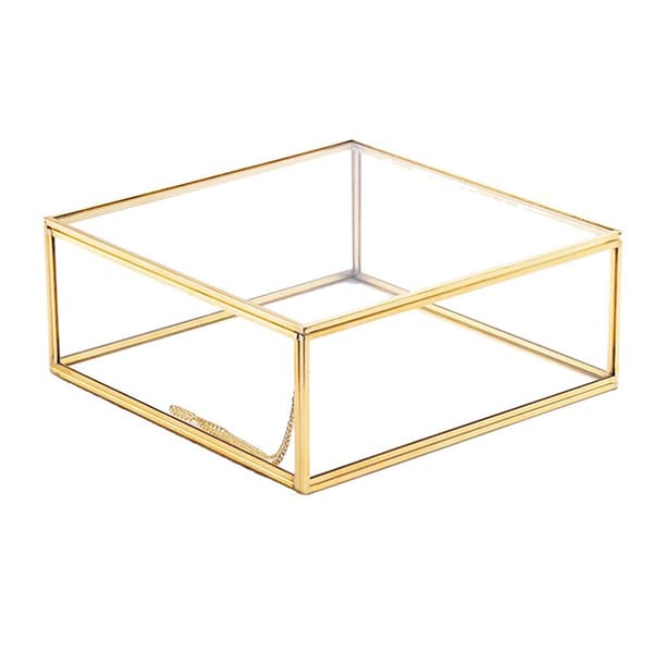 Transparent glas smyckeskrin Bröllopsring box