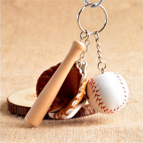 1X Mini Baseball Tredelad Charm Pendant Handväska Nyckelring Khaki