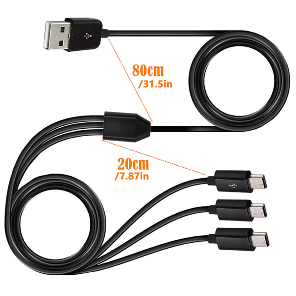 USB A Han 1 til 3 USB 5Pin Mini Usb Dataoplader Y Splitterkabine