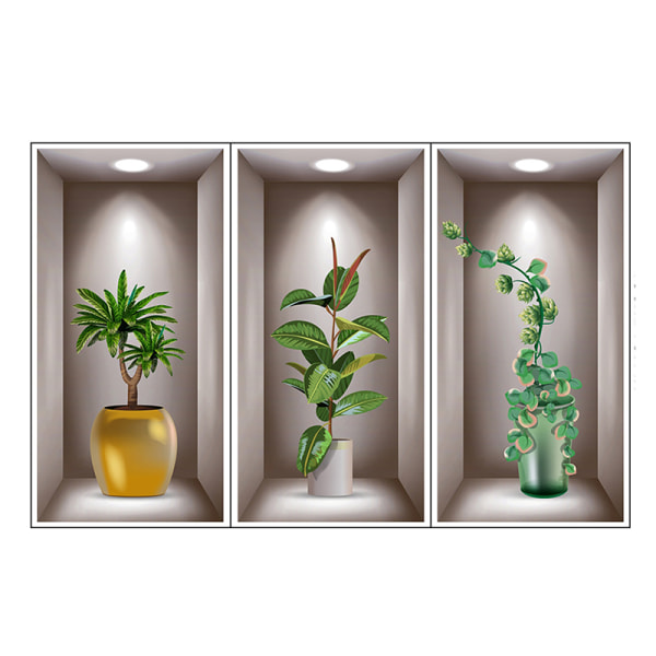 Wall Art Stickers Simulation 3D Potted Green s wallpapers 3pcs/set