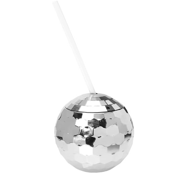 580 ml unike discoballkopper med drikkekopper med halmstang Silver