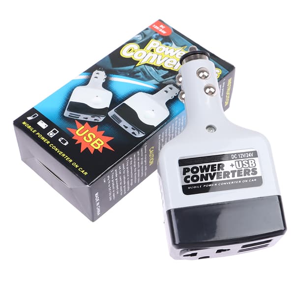 USB bilstrømomformer DC 12/24V til AC 220V inverter for telefon