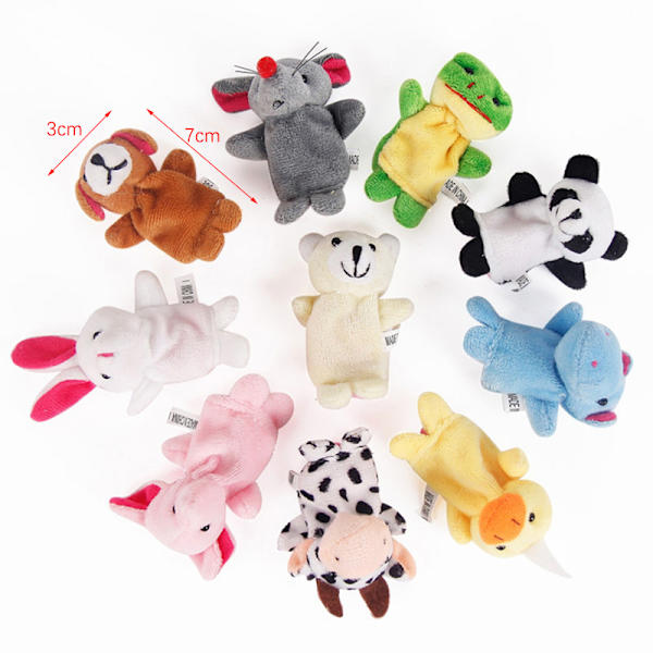 10 Stk Baby Plys Legetøj Tegnefilm Dyr Finger Dukke Dukke 10pcs