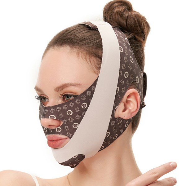 Justerbar V Face Bandage Lift Up Bælte Facial Skin Care Tool Coffee