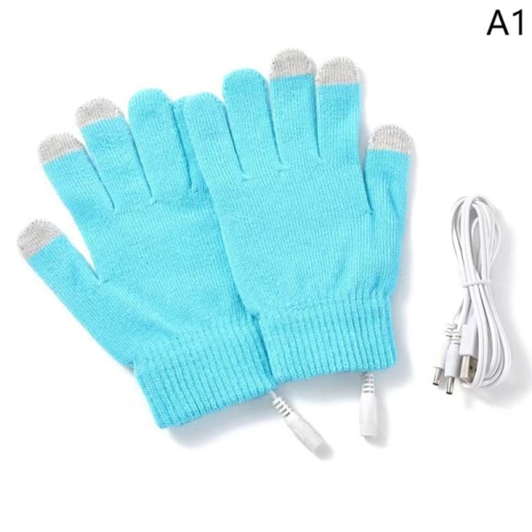 USB uppvärmda handskar varma konstant temperatur touch handskar Blue