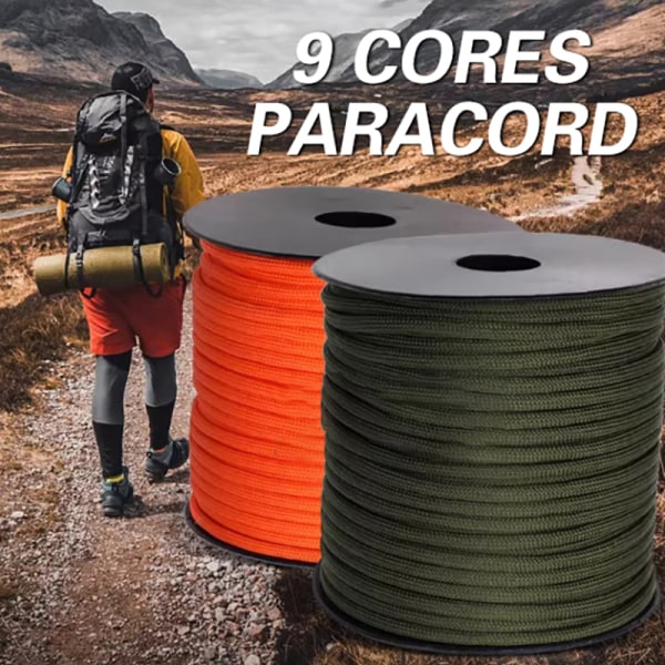 100 Meter 9-Core Paraply Rope Outdoor Camping Survival Rope Military camouflage