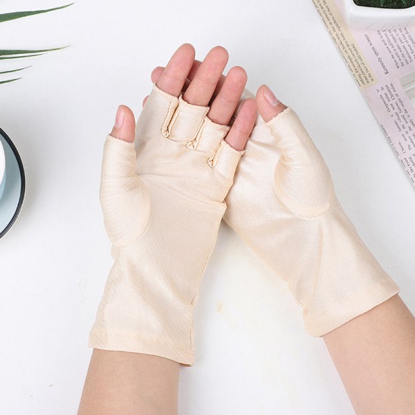 1 pari UV-säteitä suojaavia käsineitä Nail Gloves Beige