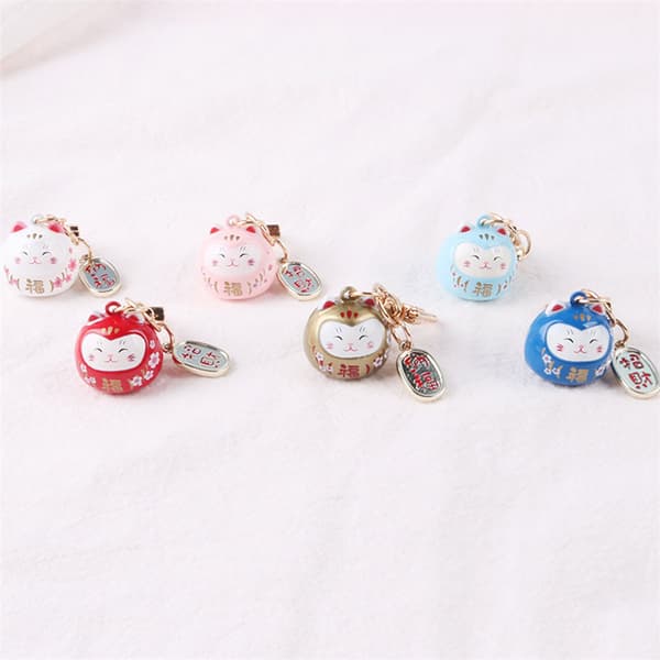 Cartoon e Lucky Cat Nøgleringe Car Bag Decor Bell Pendent pink