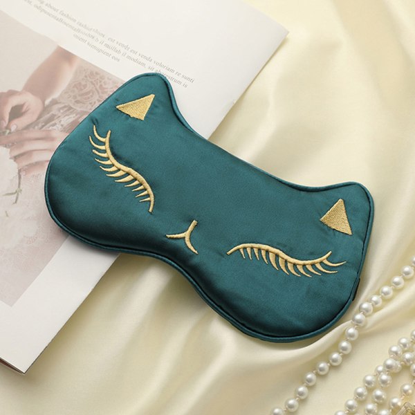 Imitert Silk Sleep Eye Mask Relax Eyes Bandasje Blindfold Dark green