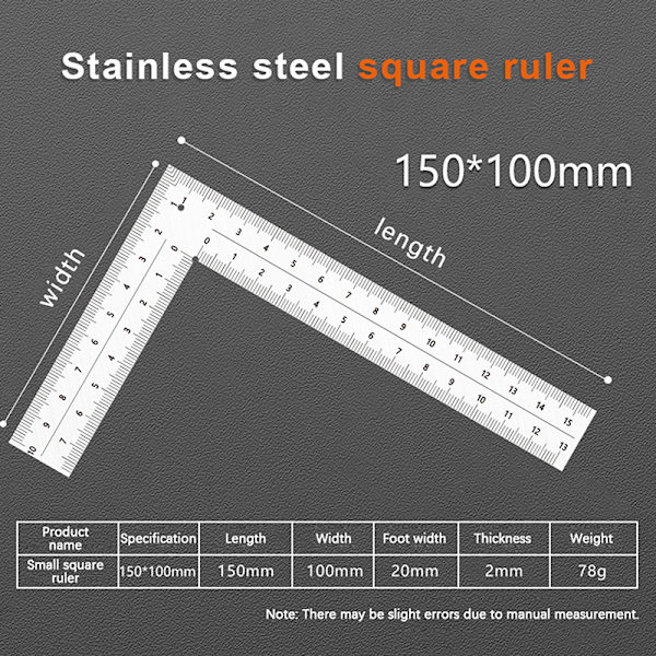 Mini-rammelineal Måling Layout Værktøj Rustfrit stål A2
