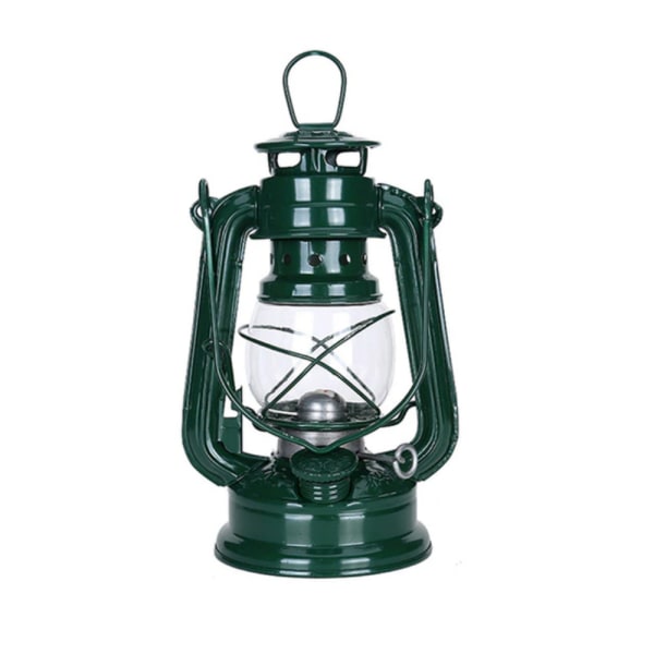 19cm Retro Outdoor Camping Parafin Lampe Bærbar lanterne Green