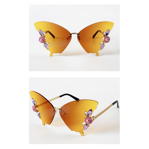 Kehyksettömät perhonen muotoiset aurinkolasit timanttipinnoitetut A4