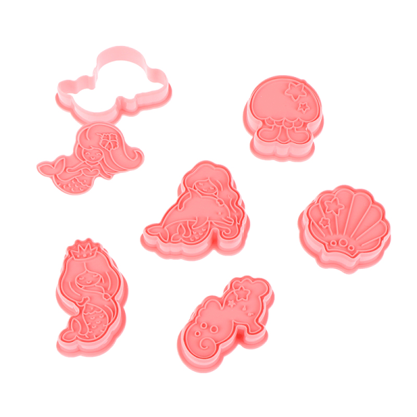 6 stk/sett Mermaid Shell Seahorse Cookie Mold DIY 6Pcs